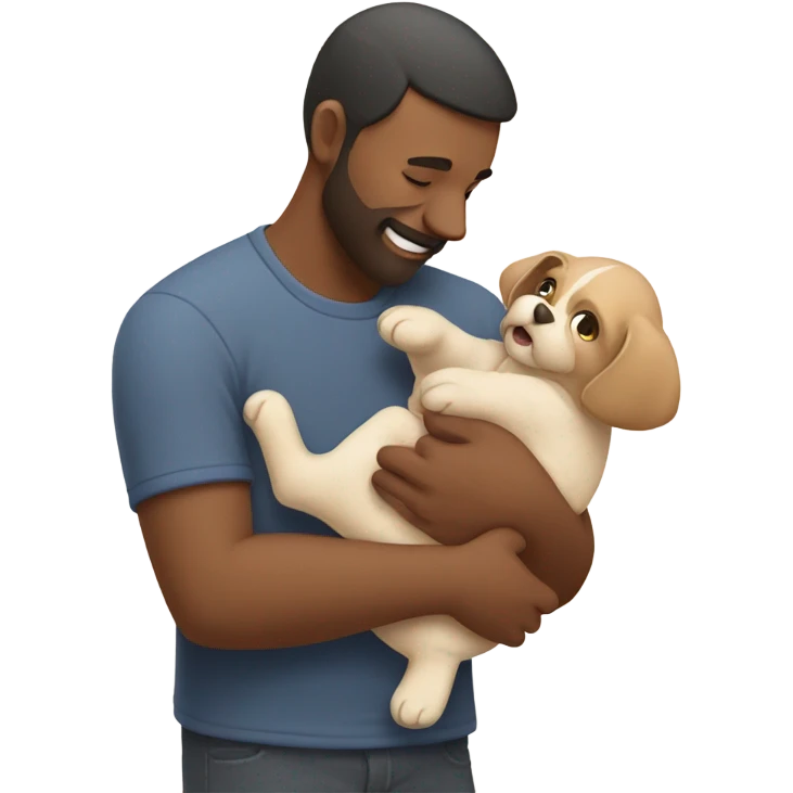 Dad holding a baby while petting a dog emoji