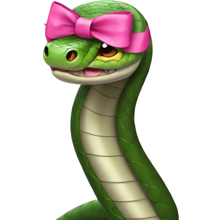 Snake with a pink bow on the head emoji