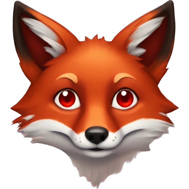 dark red fox face with tiny red heart instead of eyes emoji