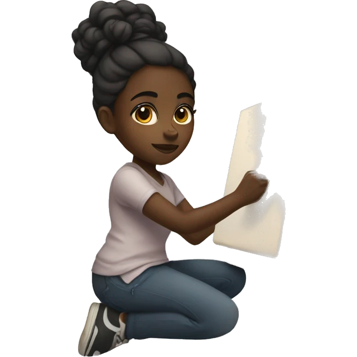 black girl painting a canvas  emoji