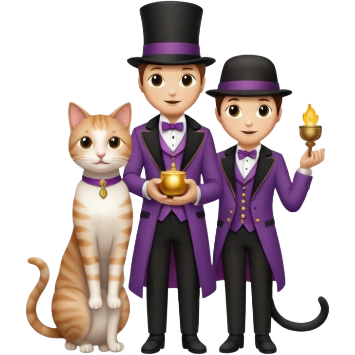 magician couple and their pet cat emoji