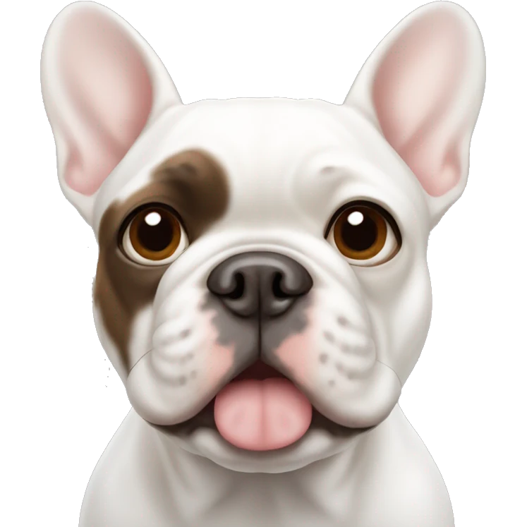 white french bulldog with brown spot on right ear emoji