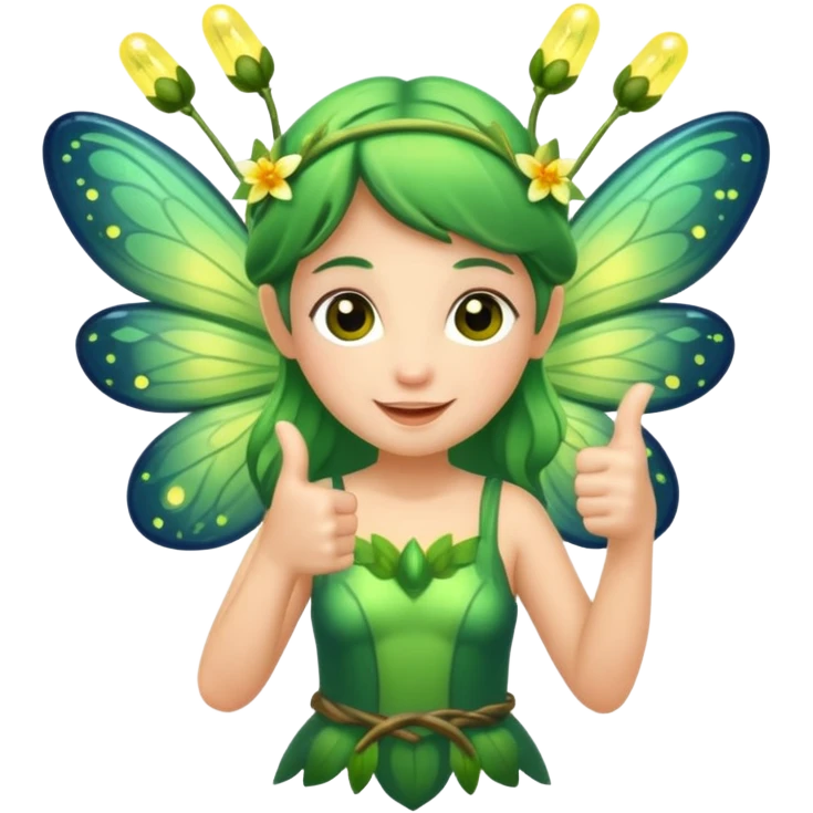 forest fairy double thumbs up with fireflies emoji