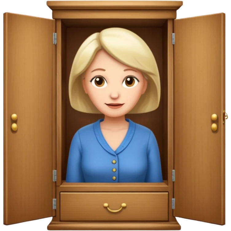A character from the fairy tale Beauty and the Beast: the middle-aged lady (around 40 years old) who was turned into a wardrobe. She retains the wardrobe's original form, with an anthropomorphic face on the closed cabinet. emoji
