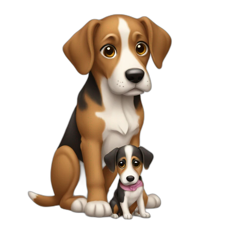 Chien et bébé chien emoji
