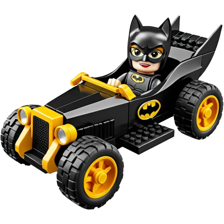 Hot wheels racing cartoons Lego BatGirl’s 1932 stealth retro cat burglar sporty petite off-road pursuit mobile cruiser car (reclined seating position) emoji