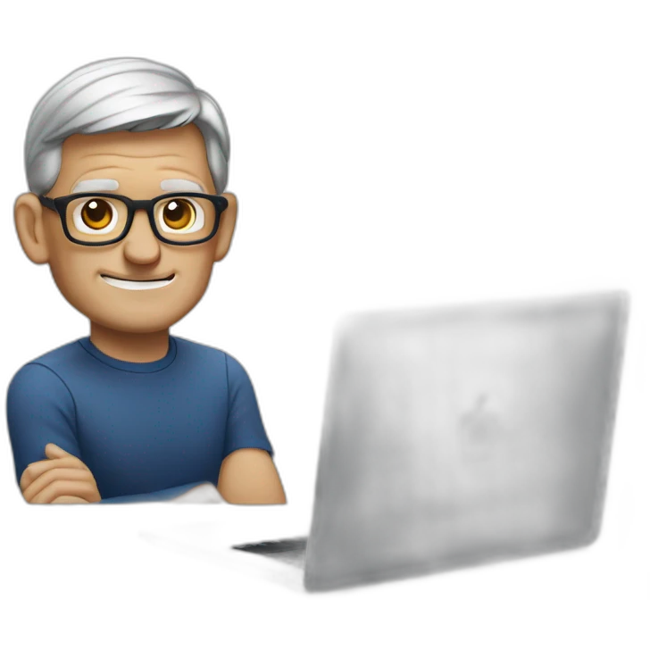 tim cook with a macbook pro emoji