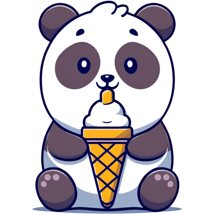 Panda eating ice cream emoji