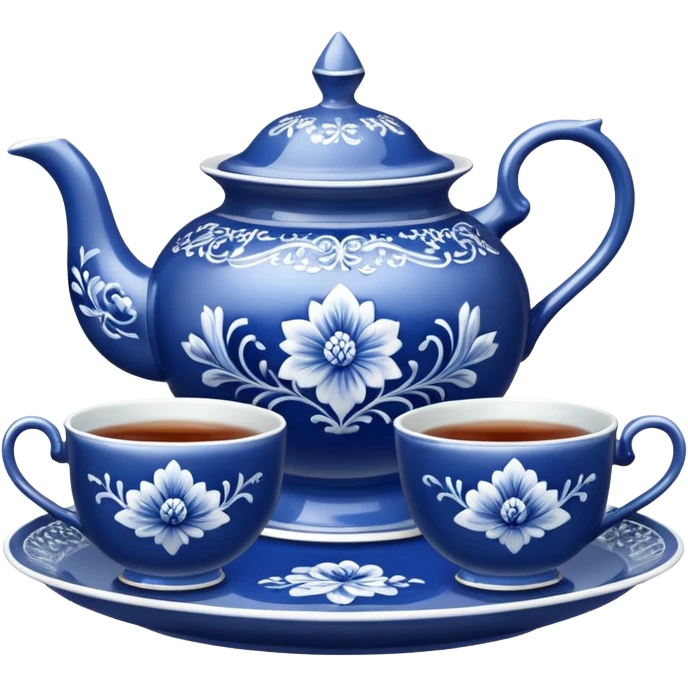 blue porcelain tea set  emoji