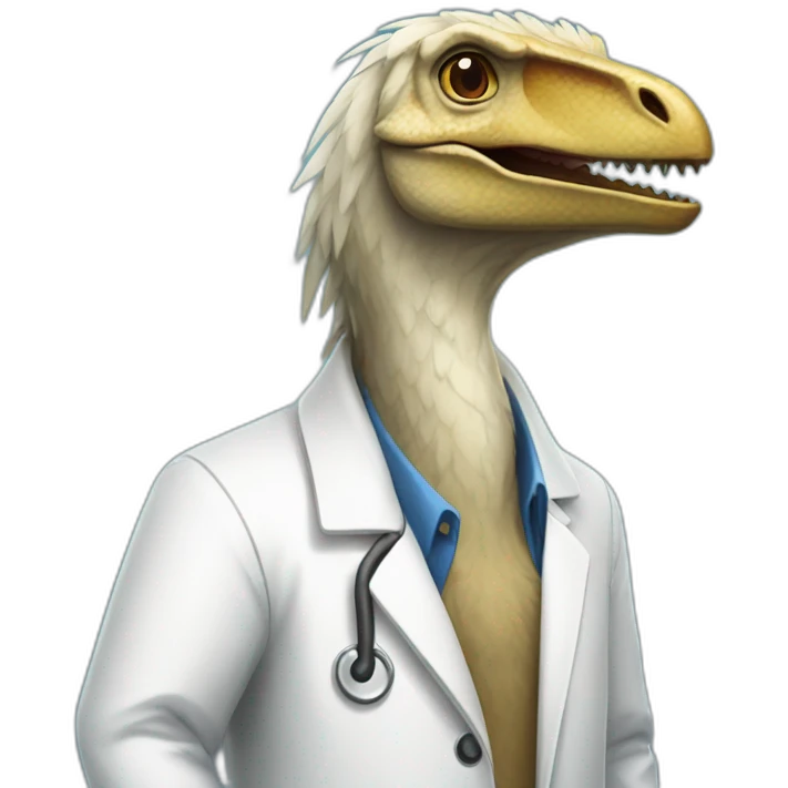 Deinonychus with lab coat emoji