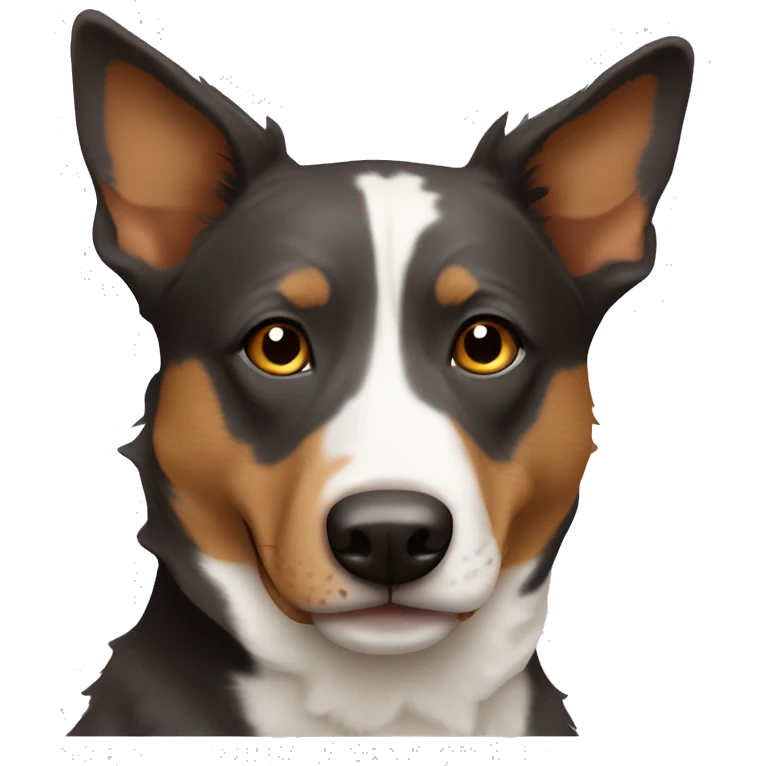 Dark brown tan and white cattle dog emoji
