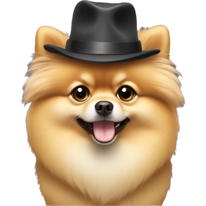 Pomeranian with a hat emoji