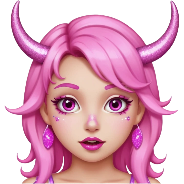 glitter pink girl naughty selfie glitter pink horns emoji