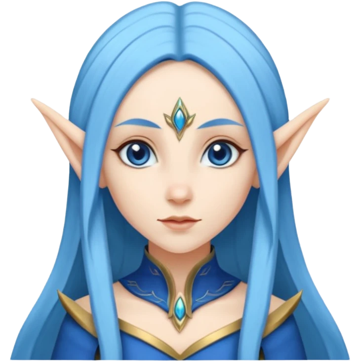 woman elves with blue long hair  emoji