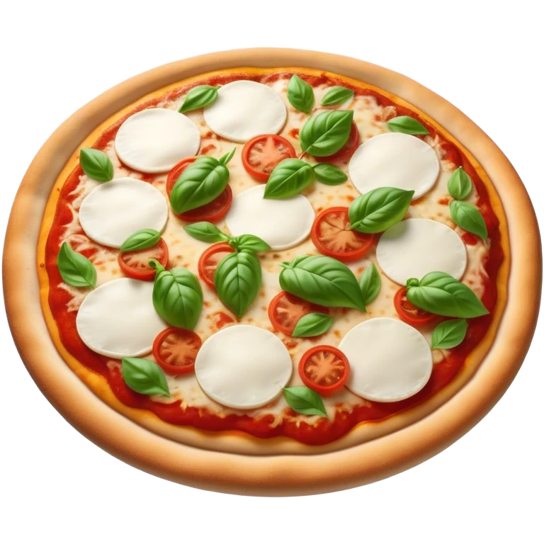 Cinematic Realistic Pizza Napoletana Dish Emoji, depicted as a classic thin‚Äêcrust pizza topped with vibrant tomato sauce, fresh mozzarella, and basil rendered with mouth‚Äêwatering textures and warm natural lighting. emoji