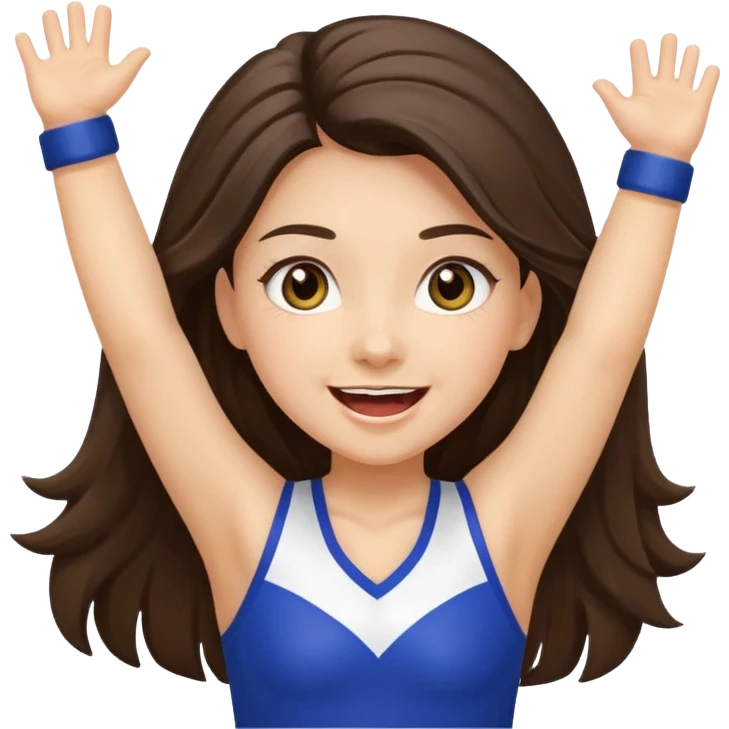 happy long haired brunette girl hazel eyes cheerleader cheering emoji