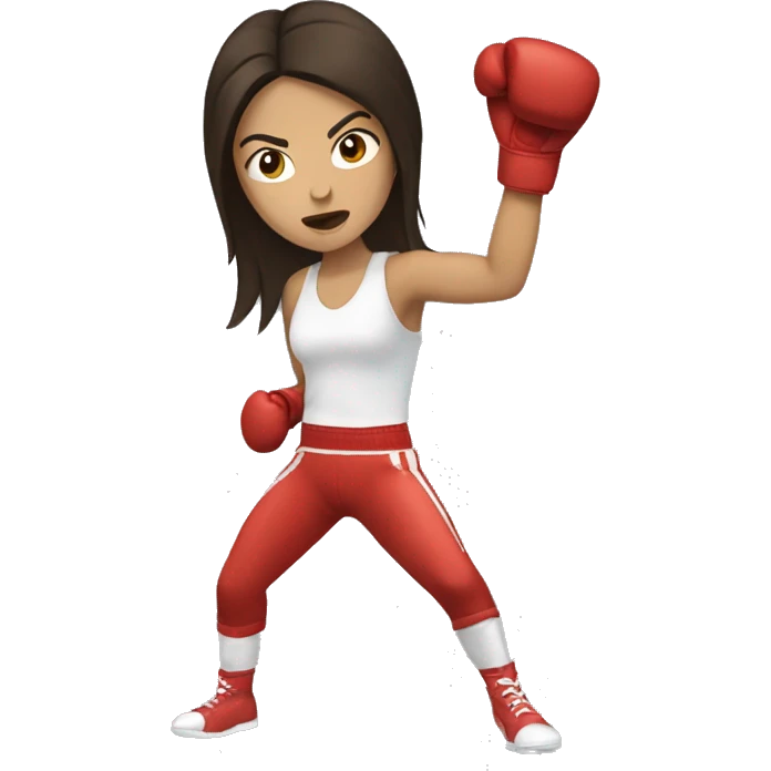 Brunette woman boxer throwing a punch emoji