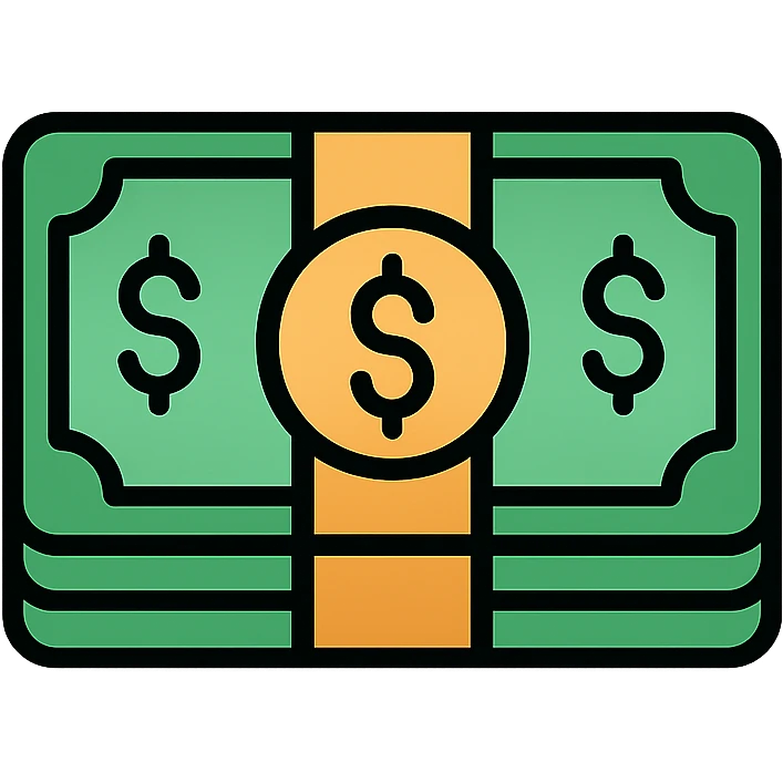 A bundle of dollars emoji