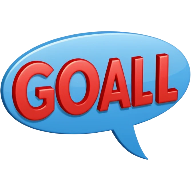 Word “Goal” sign comic style blue (#00A3E0) and red (#F9423A)  emoji
