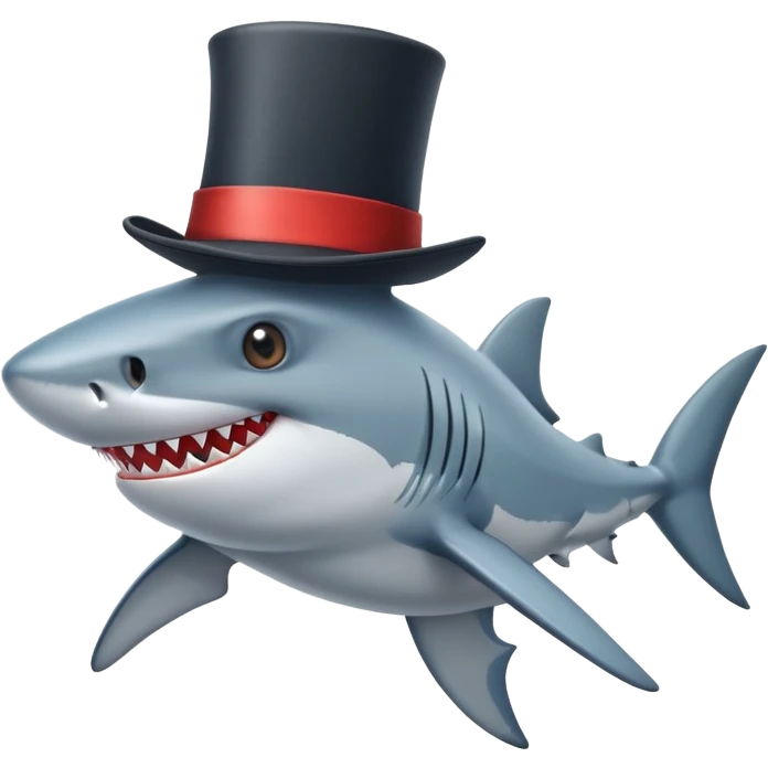 Shark with a top hat emoji