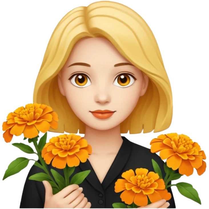 woman holding marigolds emoji