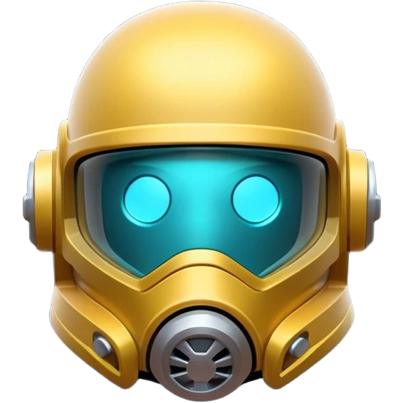 Clash of Clans aesthetic: Cinematic Playful 3D Isometric Space Helmet Emoji, rendered in a 3D vector-style similar to standard emojis with minimal shading and bold, simplified shapes. A compact, distinct form with signature details, softly glowing with a futuristic sci-fi warfare charm. Simplified yet unmistakably iconic, highly detailed and consistent, glowing with a soft radiance and high shine. Stylized with a touch of high-tech brilliance and a soft glowing outline, capturing the essence of a beloved gaming relic with a friendly, playful manner! emoji