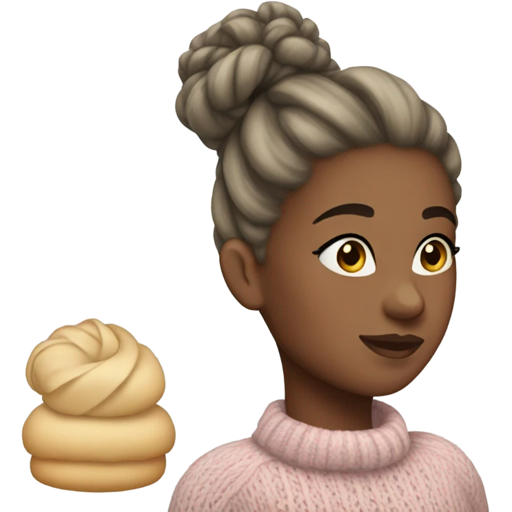Girl with ballet bun, in sweater emoji