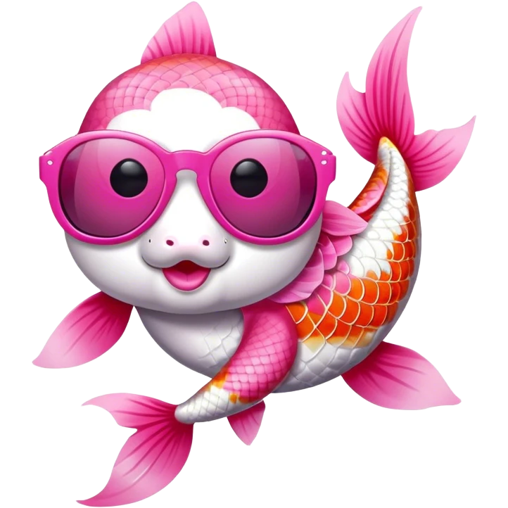 Pink Koi fish with sunglasses emoji