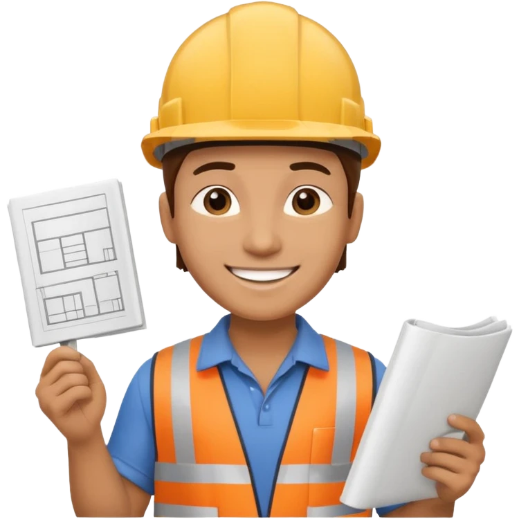 thinking construction worker that holds architecture plan emoji