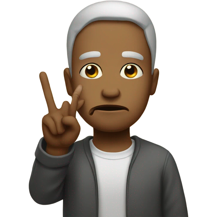Pouting sad face with fingers in a peace sign emoji