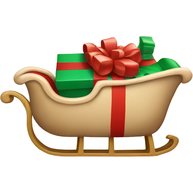 Beige sleigh with christmas present  emoji