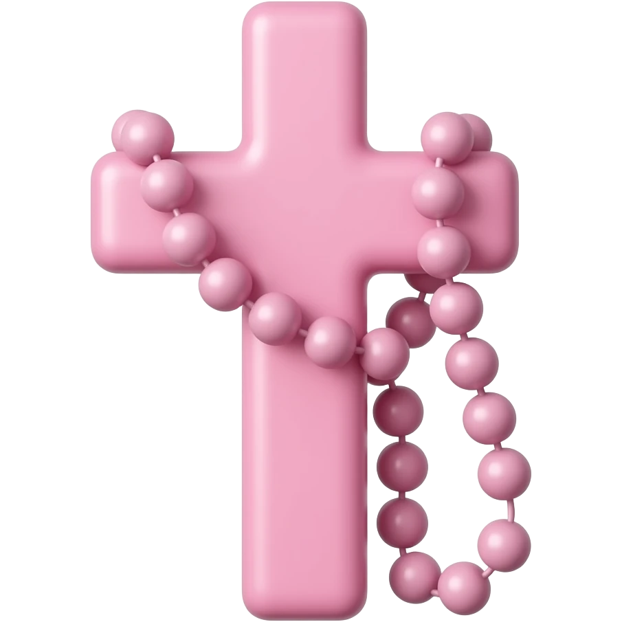 Cruz sagrada rosa com rosário rosa emoji