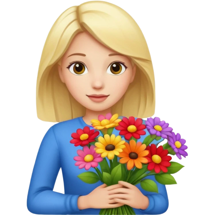 blonde woman with big bouquet of flowers emoji