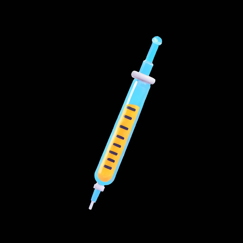 cheerful syringe with a small sparkle, representing the IVF trigger shot, soft and approachable emoji style emoji