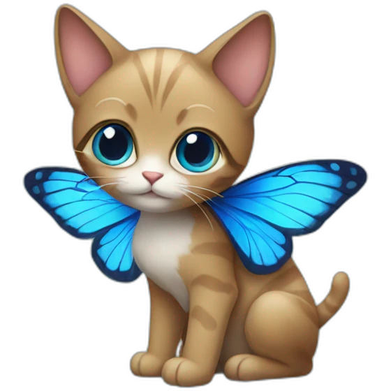 a cat with blue butterfly wings emoji