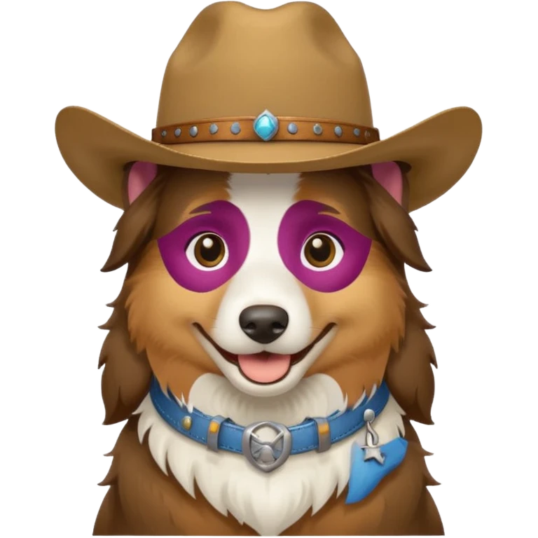 Collie Dog in cowboy hat smiling emoji