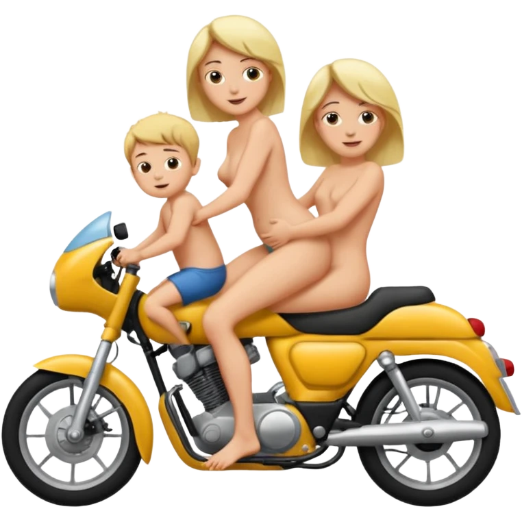 A mom and small son naked full body while mom is riding her son emoji