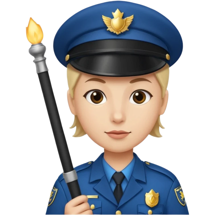 Officer with cap holding baton emoji