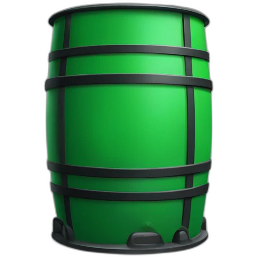 green construction barrel with legs, wearing black crocs emoji
