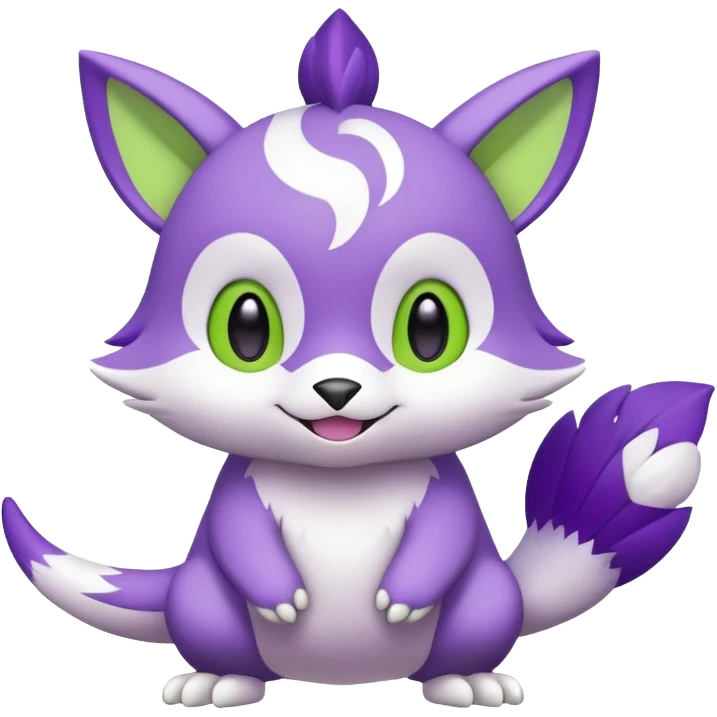 Cute cool purple white lime animal hybrid Fakemon full body emoji