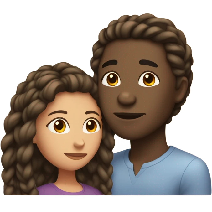 black male braids kissing female brown hair head only emoji