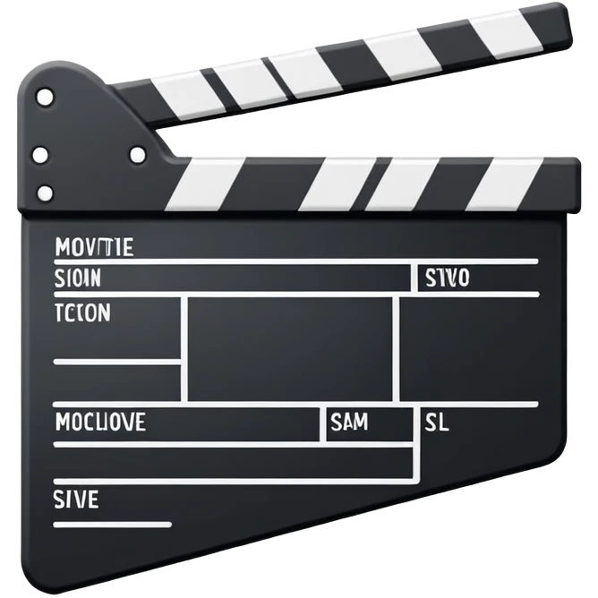 minimalist movie slate with clean lines, one diagonal stripe, geometric rectangular outline emoji
