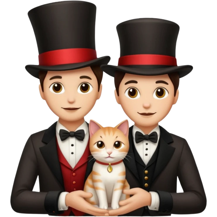 magician couple and their pet cat emoji