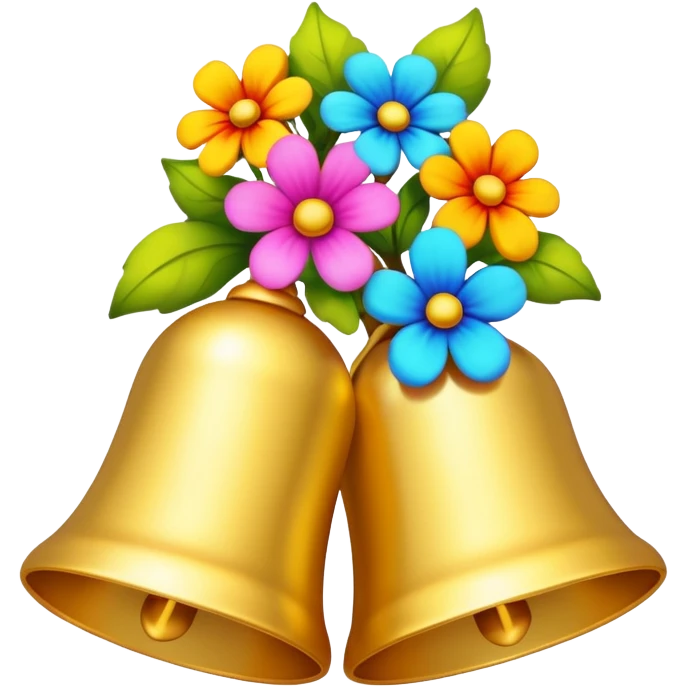 Wedding bells with bright flowers emoji