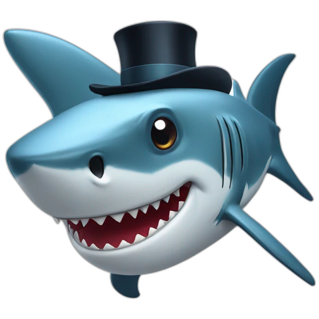 Shark with a top hat emoji