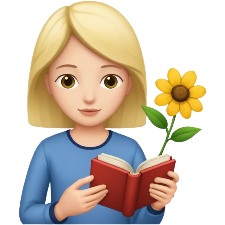 Sneak reading books + flower emoji