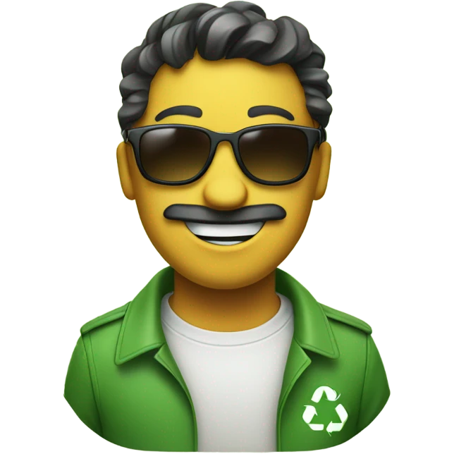 Recycle symbol wearing sunglasses  emoji