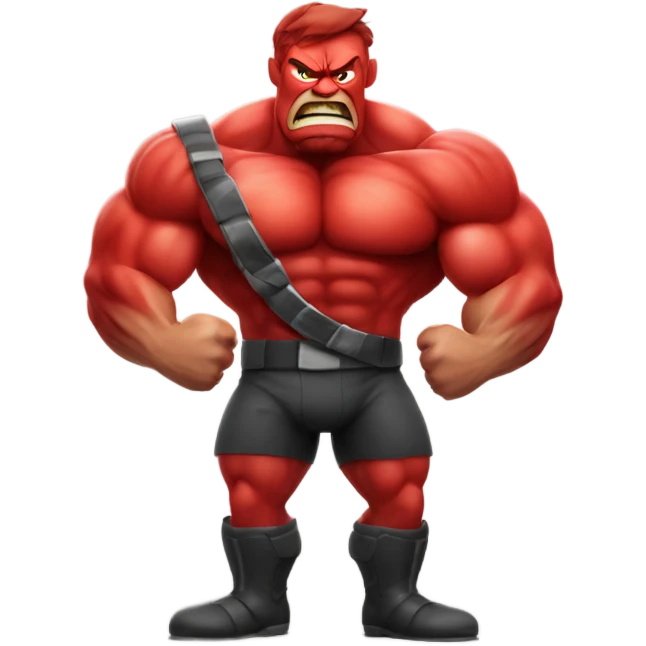 Very muscular angry red apple man emoji
