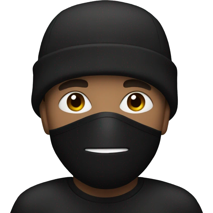 man with black beanie and black mask emoji