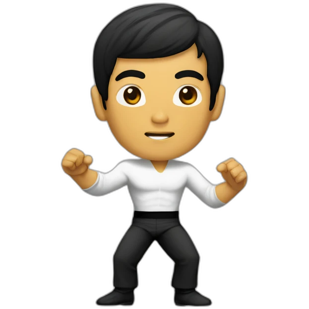 man asian bruce lee kongfu hit emoji